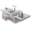 Modern 2 Drawer Coffee Table Cabinet Slide Top Storage High Gloss Wood Living Room Furniture - White
