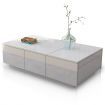 Modern 2 Drawer Coffee Table Cabinet Slide Top Storage High Gloss Wood Living Room Furniture - White