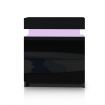 Modern Bedside Table 2 Drawers Side Nightstand Cabinet High Gloss Bedroom Furniture - Black