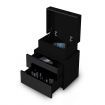 Modern Bedside Table 2 Drawers Side Nightstand Cabinet High Gloss Bedroom Furniture - Black