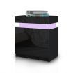 Modern Bedside Table 2 Drawers Side Nightstand Cabinet High Gloss Bedroom Furniture - Black