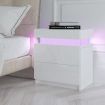 Modern Bedside Table 2 Drawers Side Nightstand Cabinet High Gloss Bedroom Furniture - White