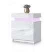 Modern Bedside Table 2 Drawers Side Nightstand Cabinet High Gloss Bedroom Furniture - White