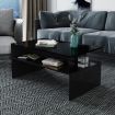 Modern Coffee Table Cabinet Storage Shelf High Gloss Wood Living Room Furniture - Black