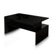 Modern Coffee Table Cabinet Storage Shelf High Gloss Wood Living Room Furniture - Black