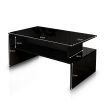 Modern Coffee Table Cabinet Storage Shelf High Gloss Wood Living Room Furniture - Black