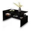 Modern Coffee Table Cabinet Storage Shelf High Gloss Wood Living Room Furniture - Black