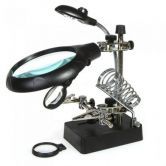 2.5X 7.5X 10X LED Light Magnifier Helping Hand Auxiliary Clamp Alligator Clip Stand