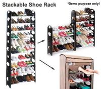 30 Pair Shoe Stackable 10-Tier Storage Rack with Non-Woven Cover