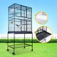Large Stand Alone Bird Cage Parrot Aviary Perch Carrier on Wheels