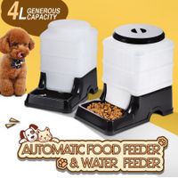 2 x Automatic Dogs / Cats /Birds / Rabbits / Guinea Pigs /Ferrets Pets Feeder & Waterer - Black