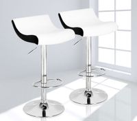 Set of 2 Adjustable Black and White Bar Chairs