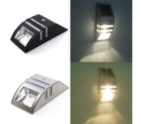 Stainless Steel Solar Power Highlight LED PIR Induction Wall Light - Black