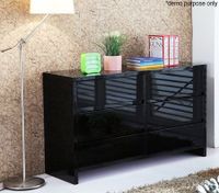 Black High Gloss Six Drawer Cabinet