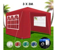3x3m Red Walled Waterproof Outdoor Gazebo