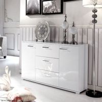 White 2 Door 3 Drawer Buffet Cabinet