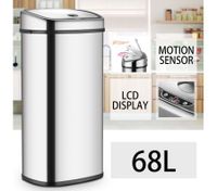 68L Silver Chrome Sensor Operated Touch Less Dust Bin