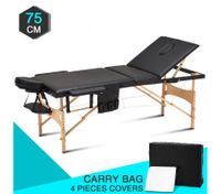 3 fold 75 CM Black Wooden Massage Therapy Bed