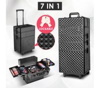 7 In 1 Portable Cosmetics Case Box with Trolley and Handle Feature