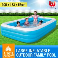 BESTWAY Blue Rectangular Large Inflatable Outdoor Family Pool
