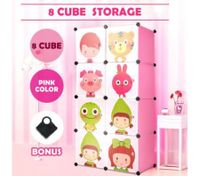 Tupper Cabinet 8 Cubes Kids DIY Storage Cabinet Bookshelf-Pink