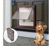 Extra Large 2 Way Lockable Pet Dog Cat Brushy Flap Door-Coffee