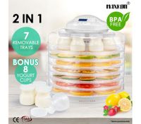 Maxkon 2-IN -1 Food Dehydrator Fruit Jerky Dryer Yogurt Maker White-7 Trays