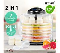 Maxkon 2-IN -1 Food Dehydrator Fruit Jerky Dryer Yogurt Maker Black-7 Trays