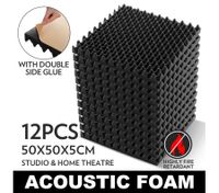 12 Eggshell Shaped Sound Stop Absorbing Treatment Acoustic Foam  size: 50 x 50cm with Glue