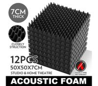 12 Sheet Set Egg Shell Shaped Sound Absorbing and Proofing Acoustic Foam with 7cm Extra Thickness