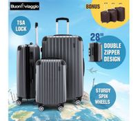 3Pc Luggage Suitcase set-Grey With 3X Covers & TSA Lock