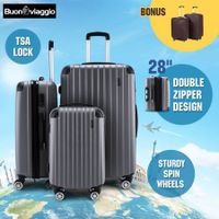 3Pc Luggage Suitcase set-Grey With 2X Covers & TSA Lock