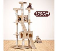 170cm Beige Cat Scratching Post and Tree Gym House