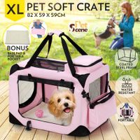 Pet Dog Crate Soft Carrier Cat Travel Foldable Kennel Portable Cage XL Pink