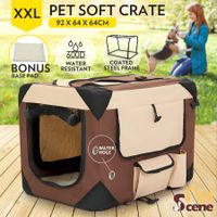 Portable Foldable Soft Dog Crate-XXL-Brown
