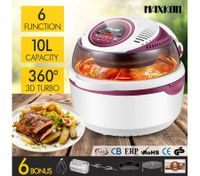 6in1 Portable 10L Digital Turbo Low Oil Air Fryer Convection Oven Cooker Peach