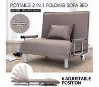 Portable Folding Rollaway Bed/Sofa with Mattress Taupe