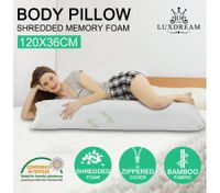 Body Pillow Support Long Pillow Bamboo Cover Memory Foam Luxdream