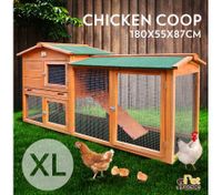 1.8M Wooden Chicken Coop Rabbit Hutch Guinea Pig Ferret Cage Hen House 2 Storey Run