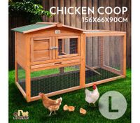 Large Size Wooden Chicken Coop Rabbit Hutch Guinea Pig Ferret Cage Hen House 2 Storey Run