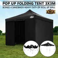 OGL 3x3M Pop Up Outdoor Folding Marquee Gazebo Party Tent Black