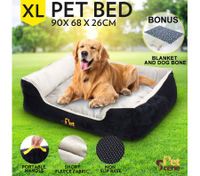Deluxe Soft Pet Bed Puppy Dog Cushion Doggy Washable Large Mattress with Blanket Bone XL