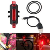 LED USB Rechargeable Bike Bicycle Cycling Tail Rear Safety Warning Light Lamp