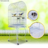 Bird Parrot Cage - Elegant Dome Top, Lacework & Curve Legs Design - White