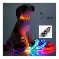 USB Charger Nylon LED Pet Cat Dog Collar Light Night