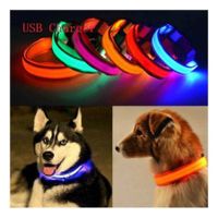 USB Rechargeable Glow LED Dog Pet Cat Flashing Light Up Nylon Collar