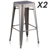 Set of 2 Modern Metal Bar Stools- light grey