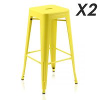 Set of 2 Modern Metal Bar Stools-yellow