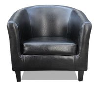 Black Faux Leather Tub Chair