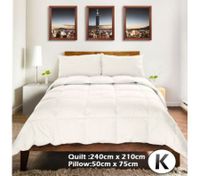 50% Duck Down/ 50% Duck Feather Quilt Duvet & 5% Duck Down Pillow Set King Size